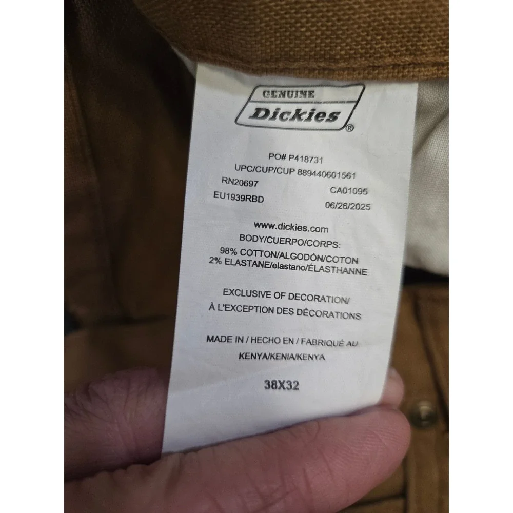 Dickies Workwear Duck Canvas Carpenter Utility Pants Brown 38x32